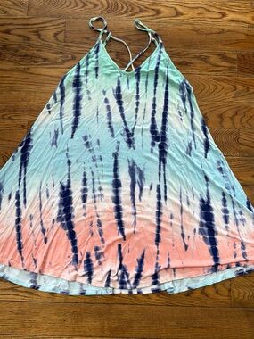 B Sharp Tie-Dye Strappy Sundress in Mint, Coral & Navy